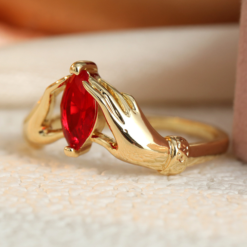 Women's Gold-Toned Hand-Shaped Ring, Daily Wear